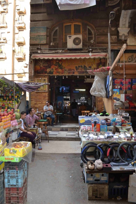 <a class="fancybox" rel="gallery-encroachments-and-territory-markers" href="https://cuipcairo.org/sites/default/files/styles/largest/public/dsc_0217.jpg?itok=eLJVLoMG" title="Coffee shop entrances serve as stalls for other stalls.">Enlarge</a><br >2015, Oct 11, 02:10pm<br>Coffee shop entrances serve as stalls for other stalls.